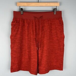 Lululemon Men's‎ Large T.H.E. Lined Heather Orange Magma Running Gym 9" Shorts